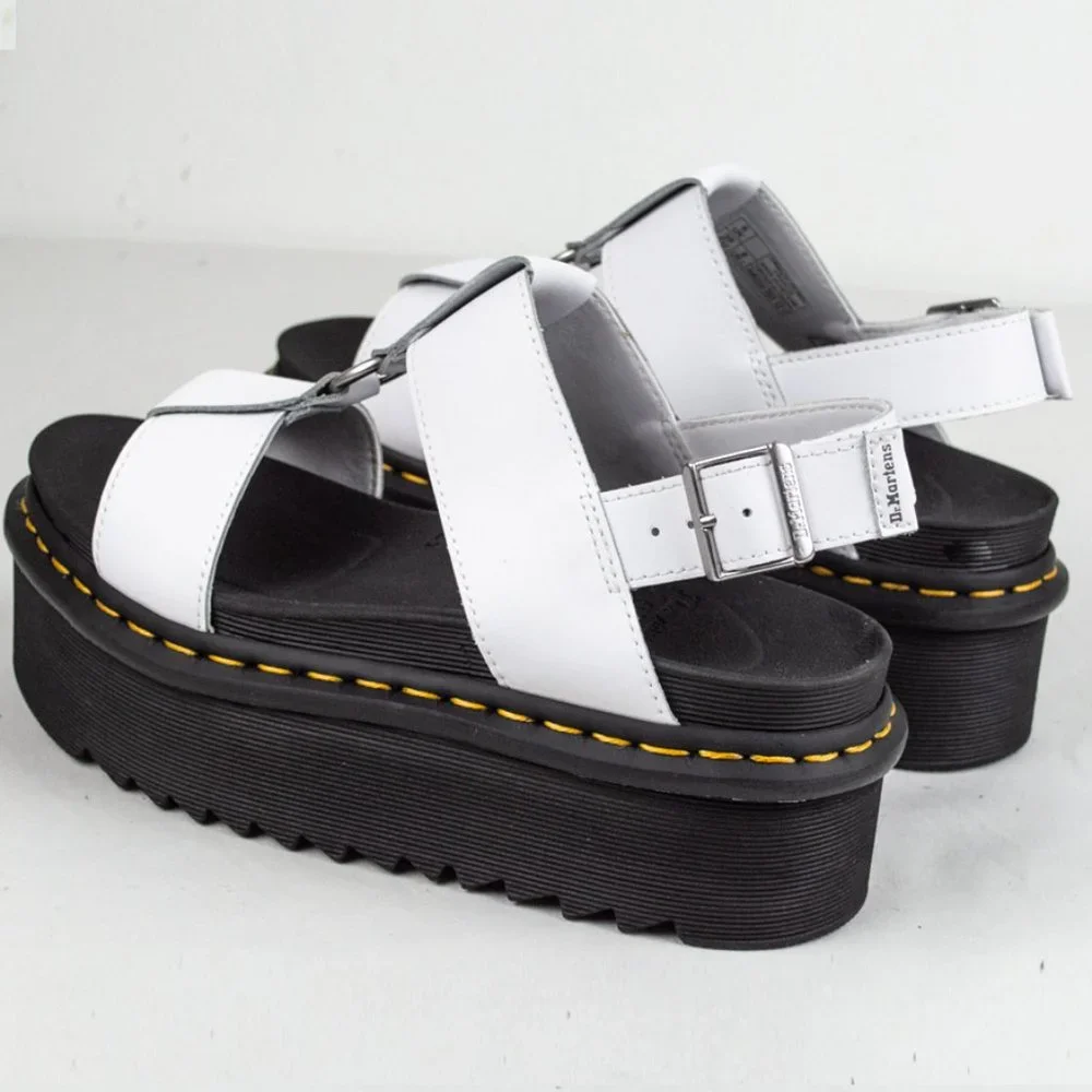 Dr. Martens Francis White Leather Strap Platform Sandal